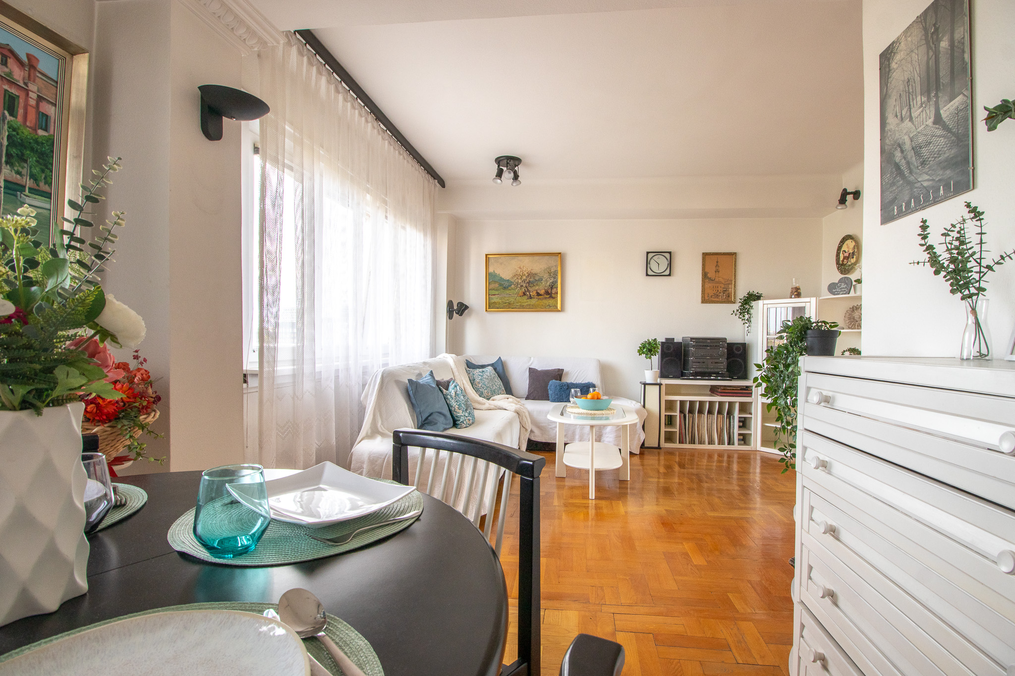 Dining area and living room