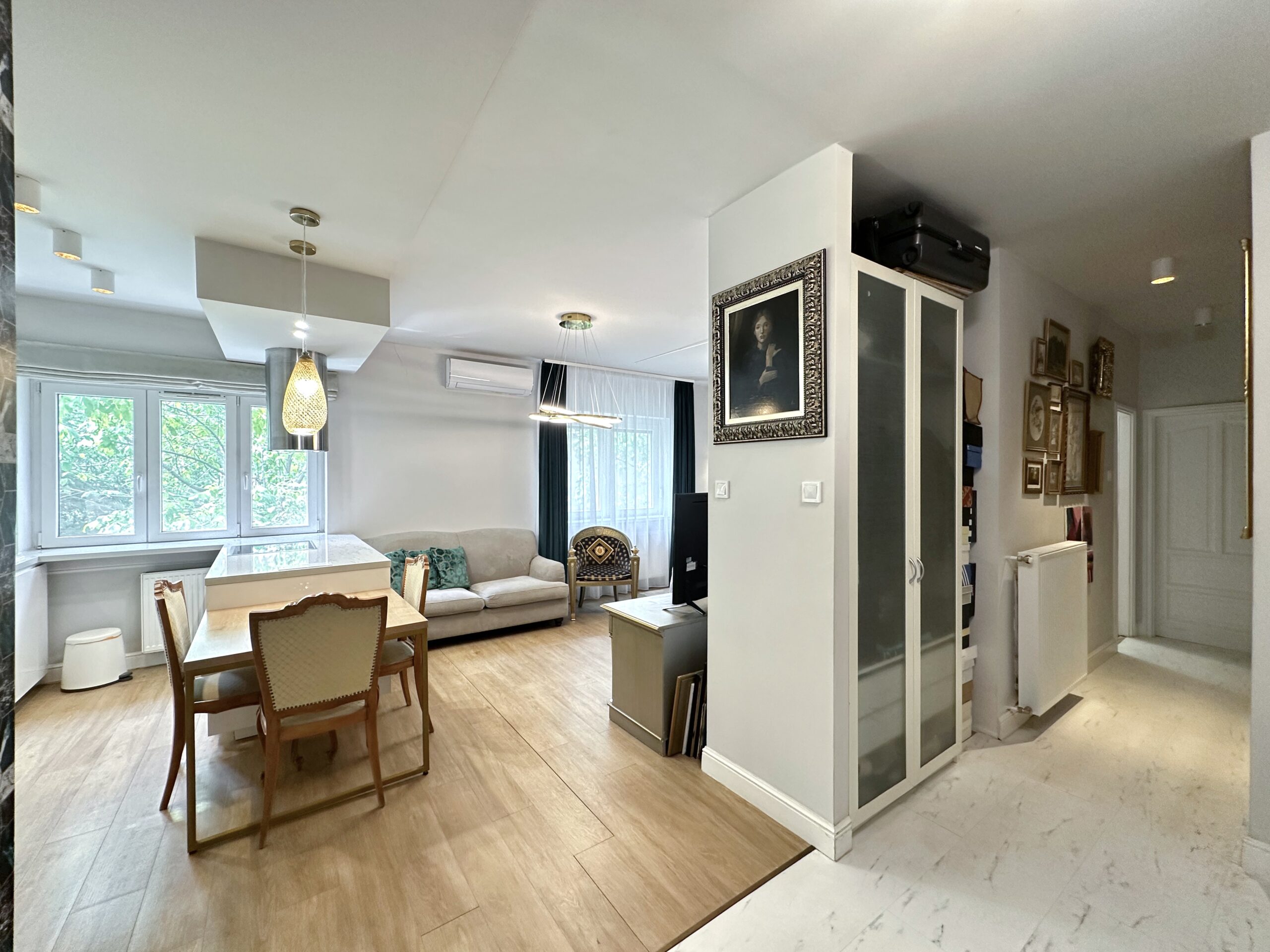 Dining area and living room