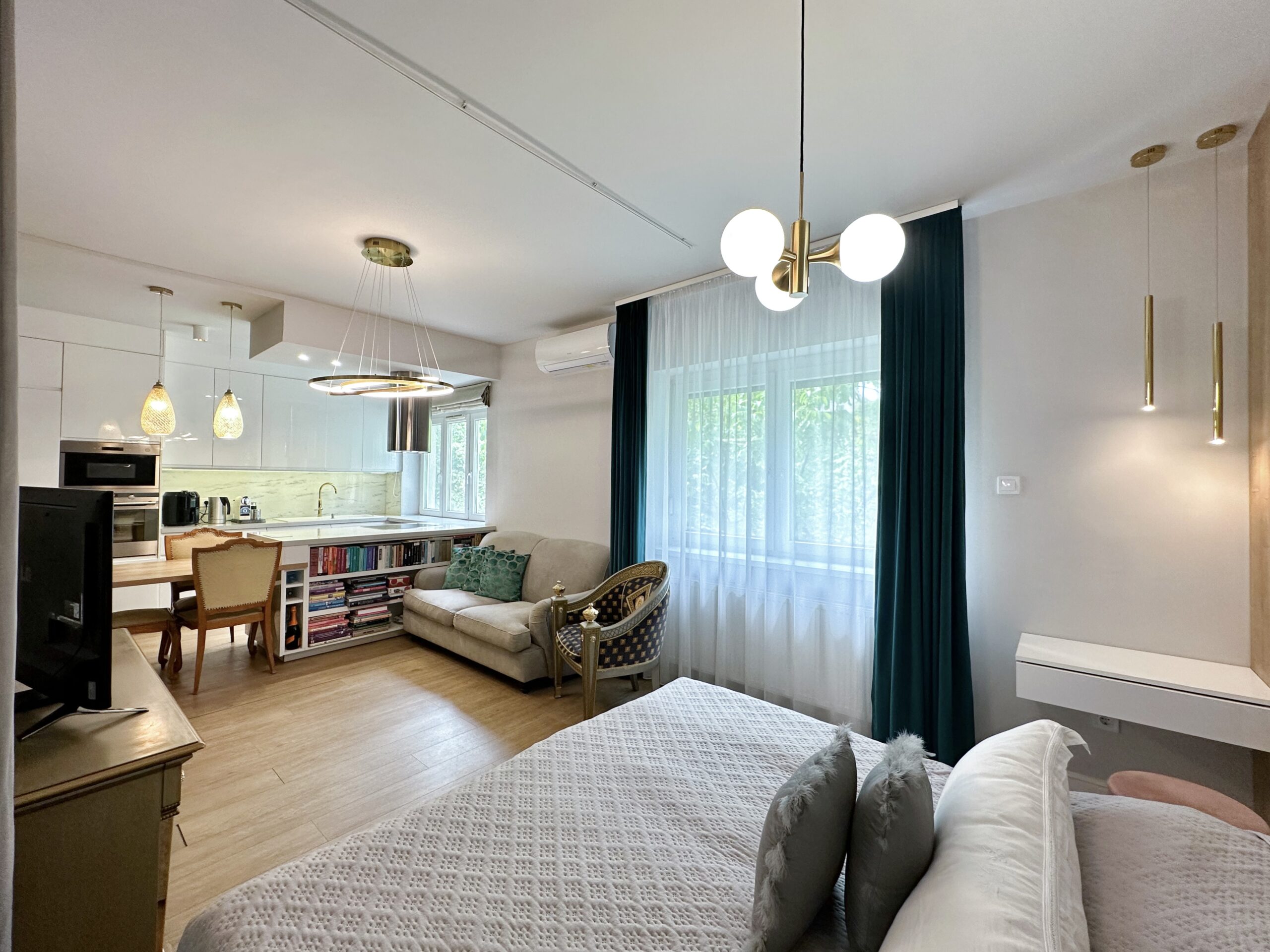 Living room and kitchen in one open space